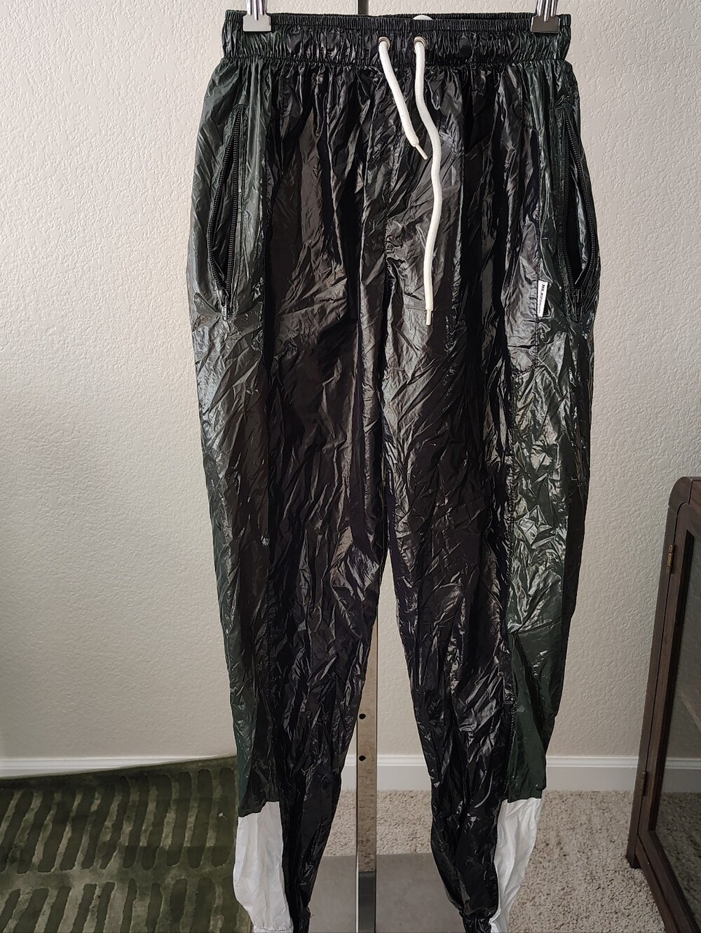 MR. RIEGILLIO PVC Tracksuit Pants Shiny Black Piping Fet Life Club Small